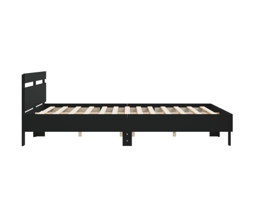 vidaXL Estructura cama con cabecero madera ingeniería negro 180x200 cm