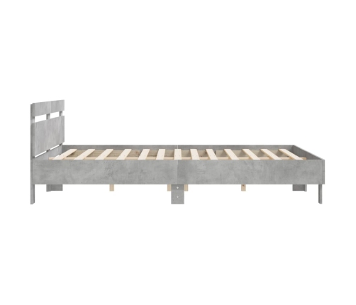 Cama con cabecero madera de ingeniería gris hormigón 160x200 cm