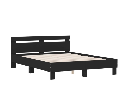 vidaXL Estructura cama con cabecero madera ingeniería negro 150x200 cm