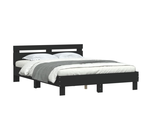 vidaXL Estructura cama con cabecero madera ingeniería negro 150x200 cm