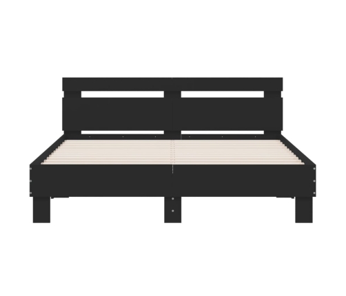 vidaXL Estructura cama con cabecero madera ingeniería negro 150x200 cm