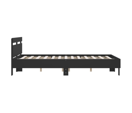 vidaXL Estructura cama con cabecero madera ingeniería negro 150x200 cm