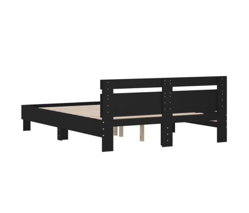 vidaXL Estructura cama con cabecero madera ingeniería negro 150x200 cm