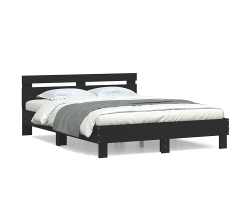 vidaXL Estructura cama con cabecero madera ingeniería negro 150x200 cm