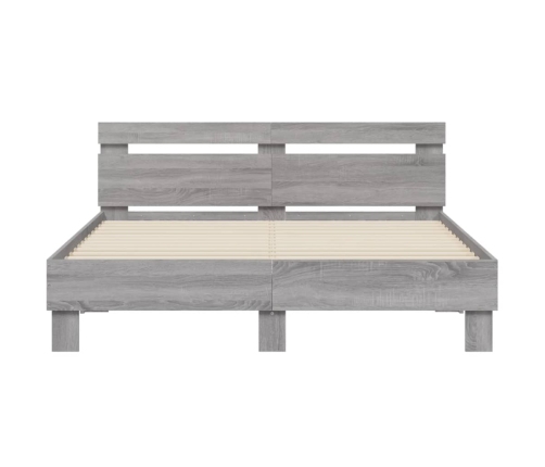 Cama con cabecero madera de ingeniería gris Sonoma 150x200 cm