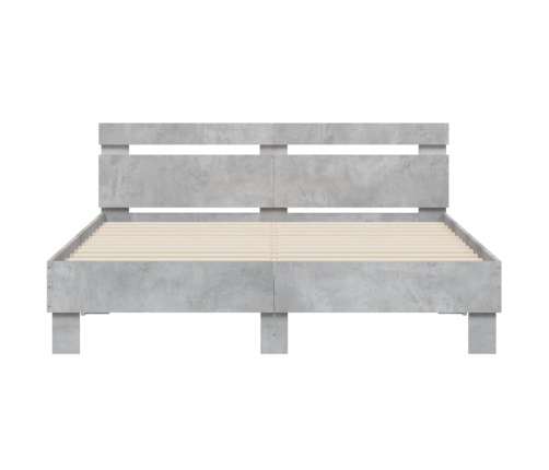 Cama con cabecero madera de ingeniería gris hormigón 140x200 cm