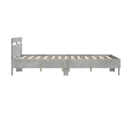 Cama con cabecero madera de ingeniería gris hormigón 140x200 cm