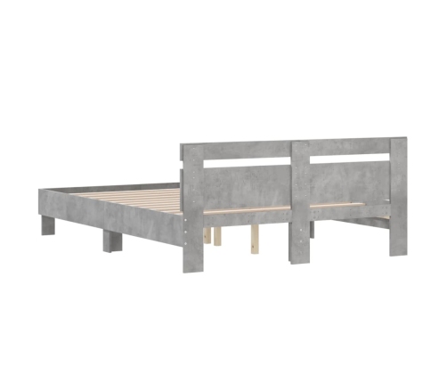 Cama con cabecero madera de ingeniería gris hormigón 140x200 cm
