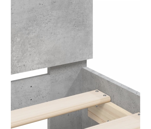 Cama con cabecero madera de ingeniería gris hormigón 140x200 cm