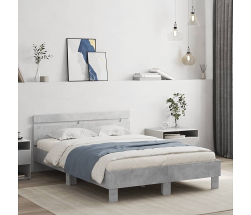 Cama con cabecero madera de ingeniería gris hormigón 120x200 cm