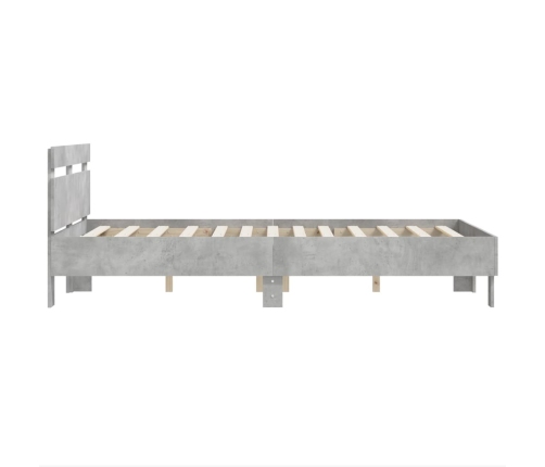 Cama con cabecero madera de ingeniería gris hormigón 120x200 cm