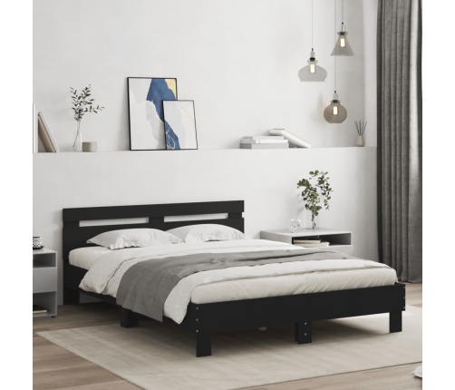 vidaXL Estructura cama con cabecero madera ingeniería negro 140x190 cm