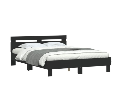 vidaXL Estructura cama con cabecero madera ingeniería negro 140x190 cm