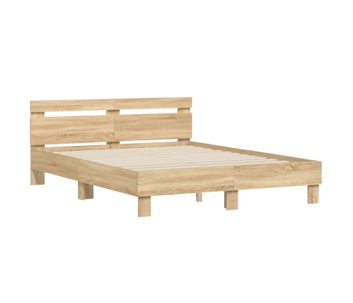 Cama con cabecero madera de ingeniería roble Sonoma 140x190 cm