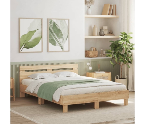 Cama con cabecero madera de ingeniería roble Sonoma 140x190 cm