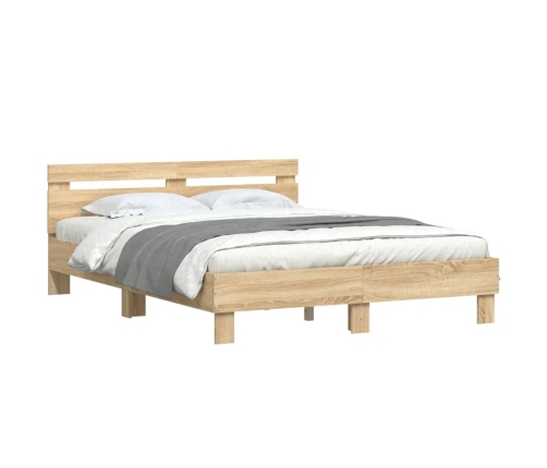 Cama con cabecero madera de ingeniería roble Sonoma 140x190 cm