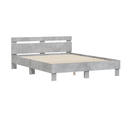 Cama con cabecero madera de ingeniería gris hormigón 140x190 cm