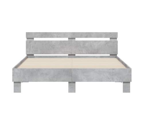 Cama con cabecero madera de ingeniería gris hormigón 140x190 cm