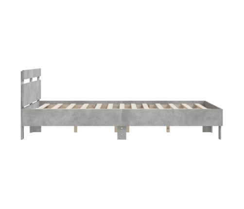 Cama con cabecero madera de ingeniería gris hormigón 140x190 cm