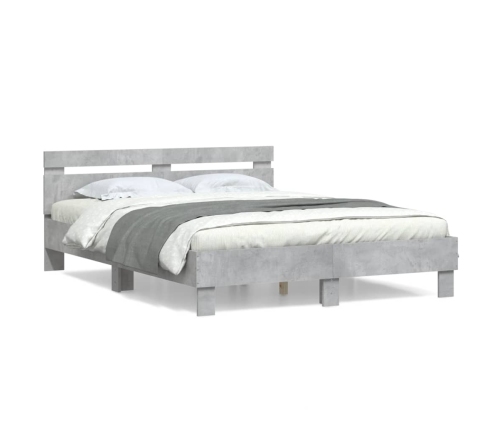 Cama con cabecero madera de ingeniería gris hormigón 140x190 cm