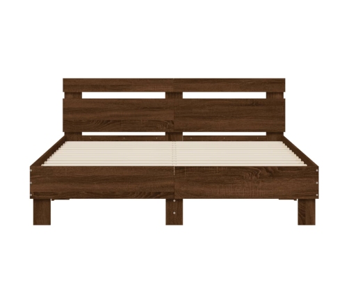 vidaXL Cama con cabecero madera de ingeniería marrón roble 140x190 cm