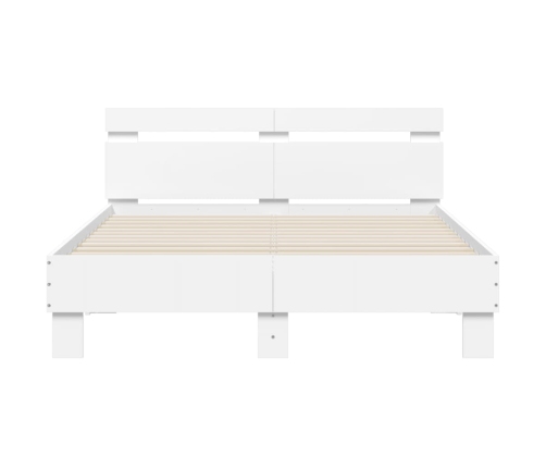 Estructura cama con cabecero madera ingeniería blanco 135x190cm