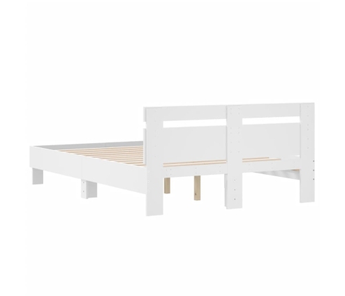 Estructura cama con cabecero madera ingeniería blanco 135x190cm