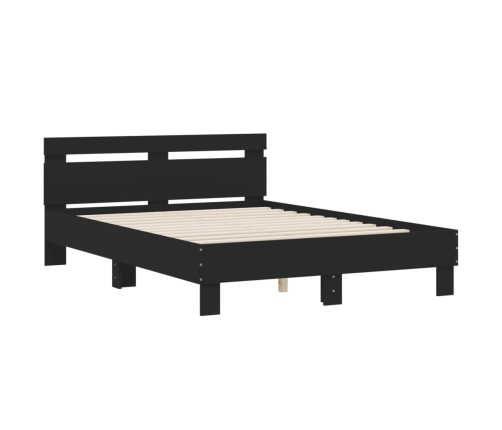 Estructura cama con cabecero madera ingeniería negro 135x190 cm