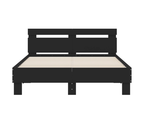 Estructura cama con cabecero madera ingeniería negro 135x190 cm