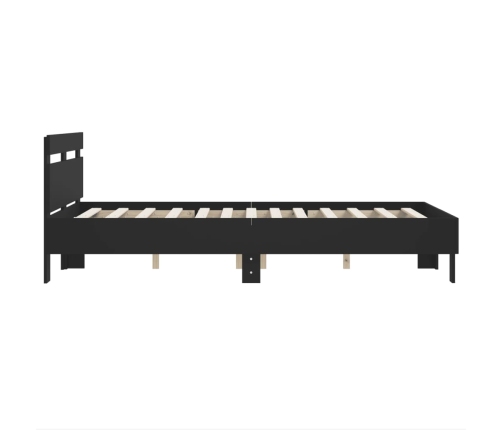 Estructura cama con cabecero madera ingeniería negro 135x190 cm