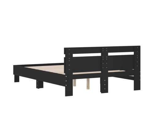 Estructura cama con cabecero madera ingeniería negro 135x190 cm