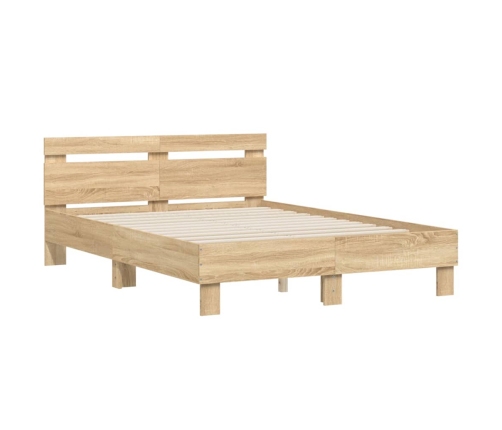 Cama con cabecero madera de ingeniería roble Sonoma 135x190 cm