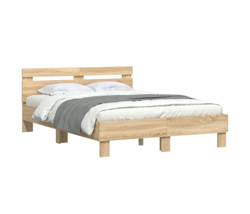 Cama con cabecero madera de ingeniería roble Sonoma 135x190 cm