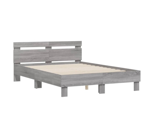 Cama con cabecero madera de ingeniería gris Sonoma 135x190 cm