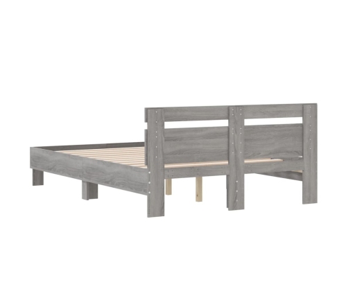 Cama con cabecero madera de ingeniería gris Sonoma 135x190 cm