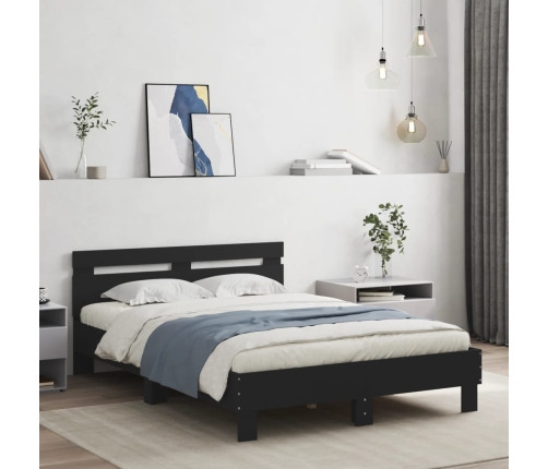 vidaXL Estructura cama con cabecero madera ingeniería negro 120x190 cm