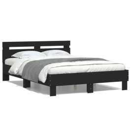 Estructura cama con cabecero madera ingeniería negro 120x190 cm