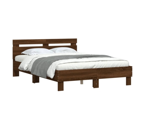 vidaXL Cama con cabecero madera de ingeniería marrón roble 120x190 cm