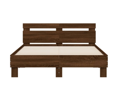 vidaXL Cama con cabecero madera de ingeniería marrón roble 120x190 cm