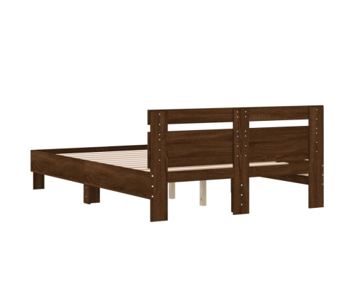 vidaXL Cama con cabecero madera de ingeniería marrón roble 120x190 cm