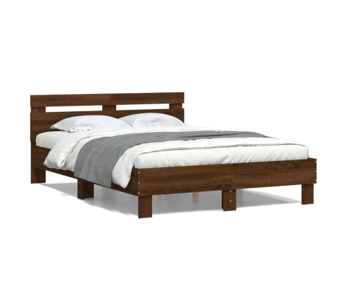 vidaXL Cama con cabecero madera de ingeniería marrón roble 120x190 cm