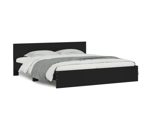 vidaXL Estructura de cama con cabecero negra 200x200 cm