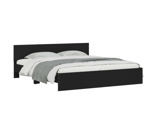 vidaXL Estructura de cama con cabecero negra 200x200 cm