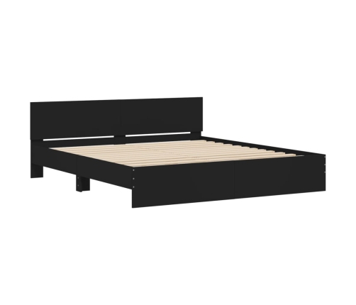 vidaXL Estructura de cama con cabecero negra 200x200 cm