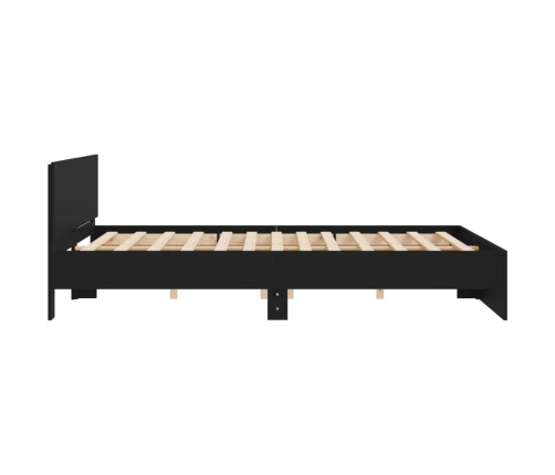 vidaXL Estructura de cama con cabecero negra 200x200 cm