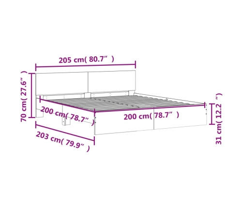 vidaXL Estructura de cama con cabecero negra 200x200 cm