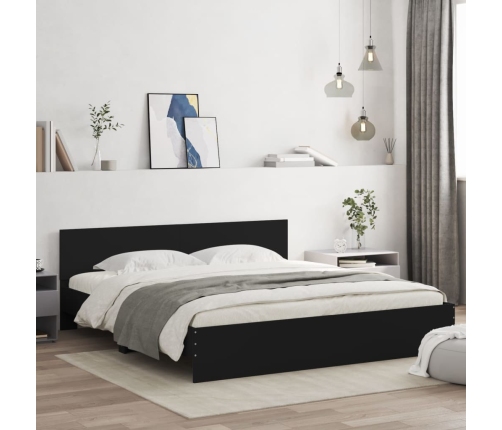 vidaXL Estructura de cama con cabecero negra 200x200 cm