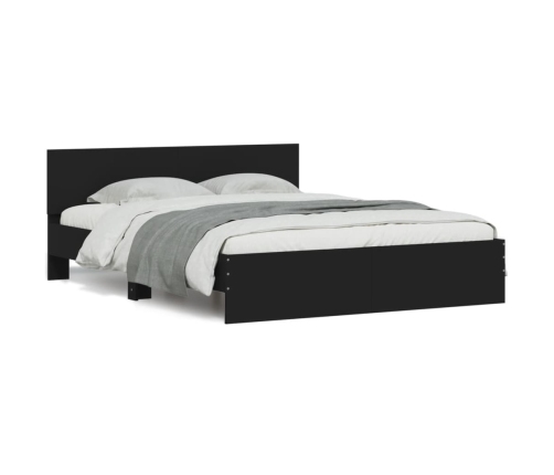 vidaXL Estructura de cama con cabecero negra 150x200 cm