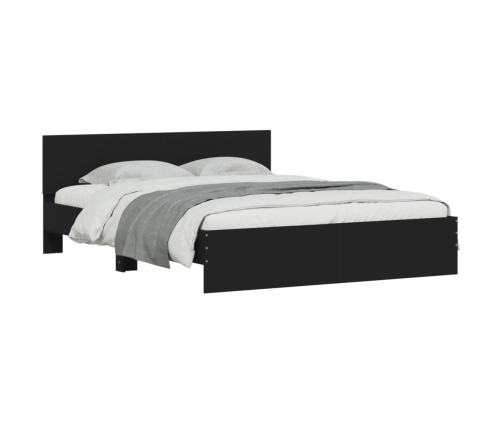 vidaXL Estructura de cama con cabecero negra 150x200 cm