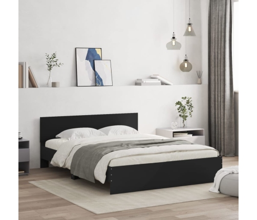 vidaXL Estructura de cama con cabecero negra 150x200 cm